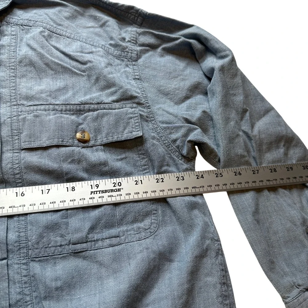Carole Little Denim Jacket Sport Shirt Style Button Up Pockets Blue‎ Size 6